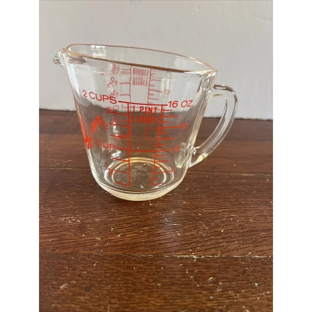Vintage‎ Fire King 2 Cup 16 OZ. Red Letter Measuring Cup #498 Made in USA